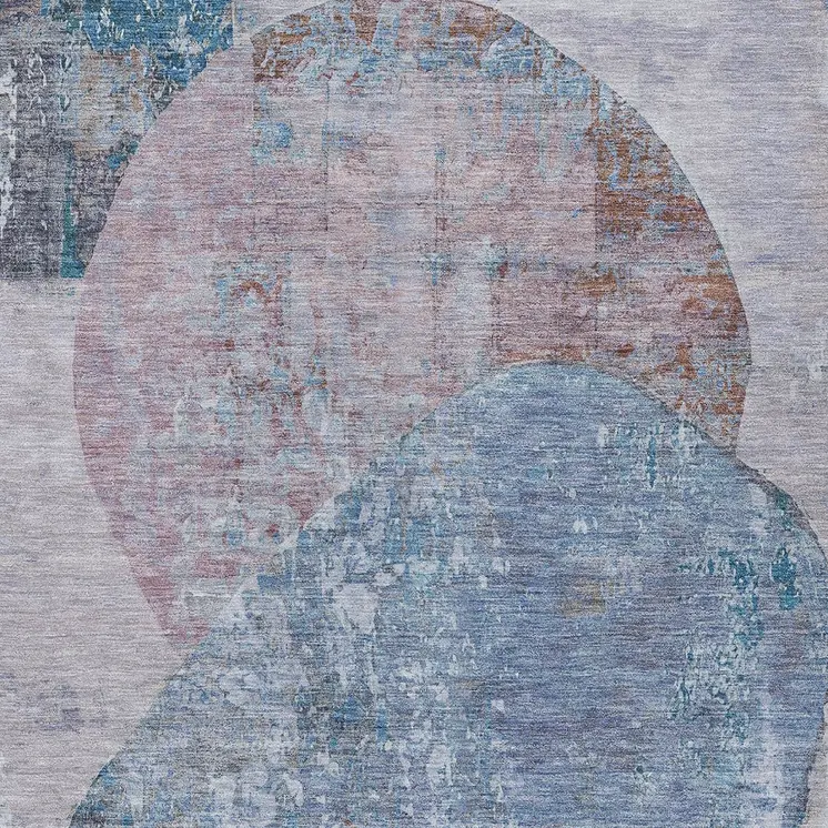 8' X 10' Blue And Sky Blue Abstract Washable Indoor Outdoor Area Rug