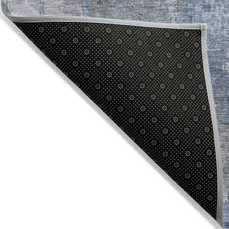 9' X 12' Blue And Sky Blue Abstract Washable Indoor Outdoor Area Rug