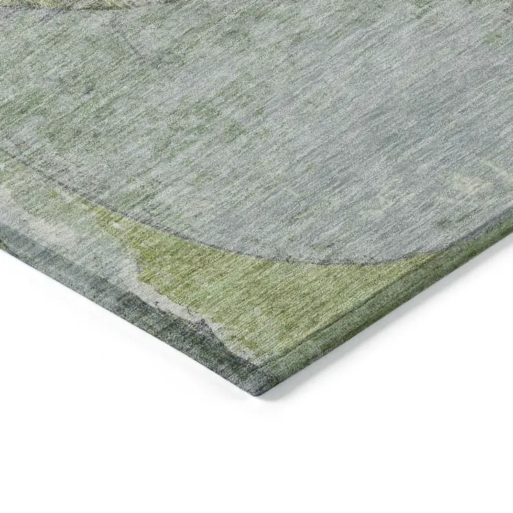 8' X 10' Green And Blue Abstract Washable Indoor Outdoor Area Rug