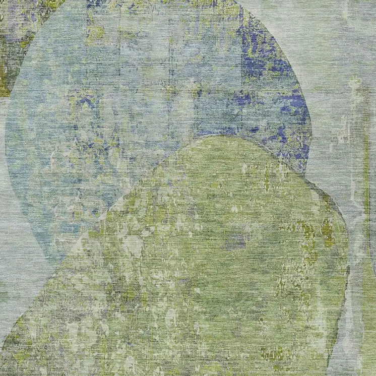 10' X 14' Green And Blue Abstract Washable Indoor Outdoor Area Rug