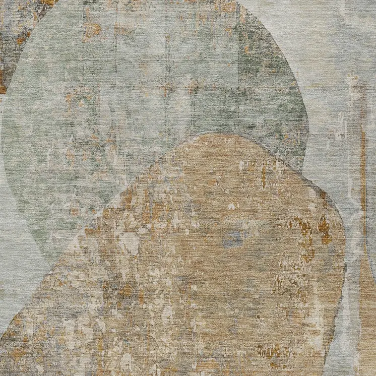 5' X 8' Gray And Rust Abstract Washable Indoor Outdoor Area Rug