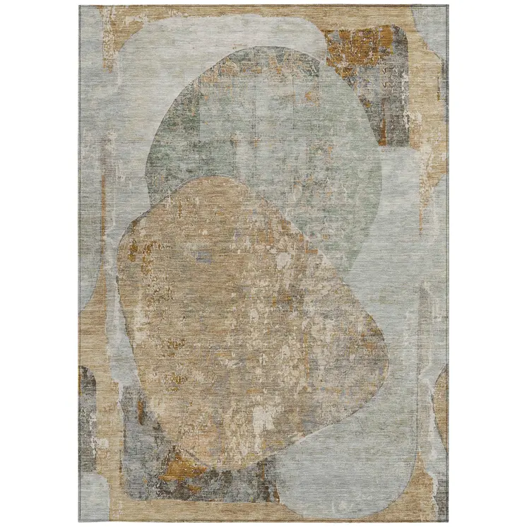 8' X 10' Gray And Rust Abstract Washable Indoor Outdoor Area Rug