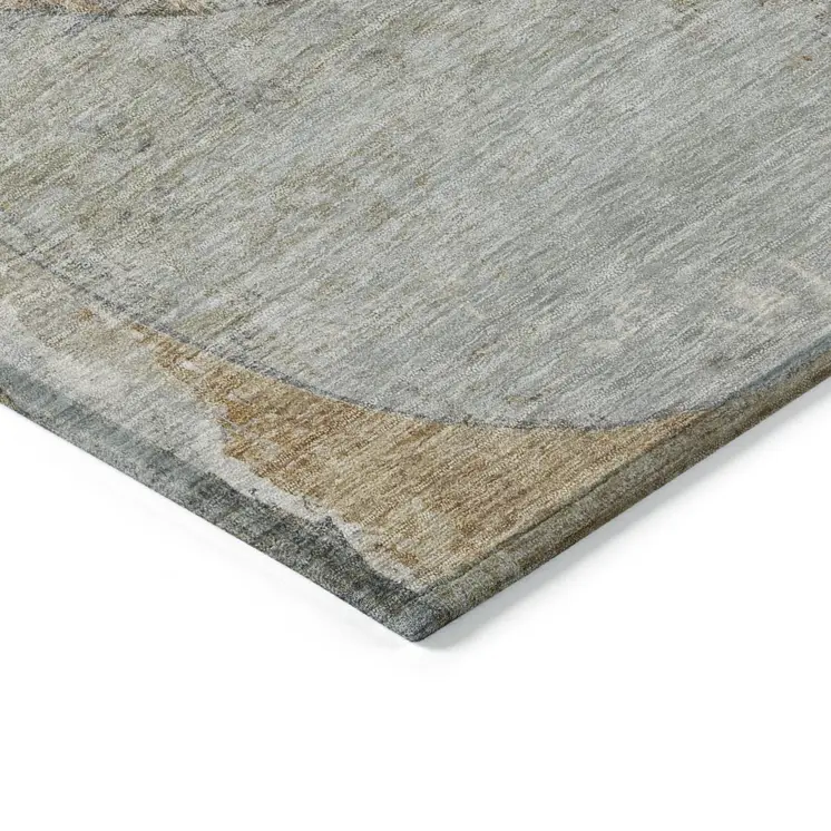 8' X 10' Gray And Rust Abstract Washable Indoor Outdoor Area Rug