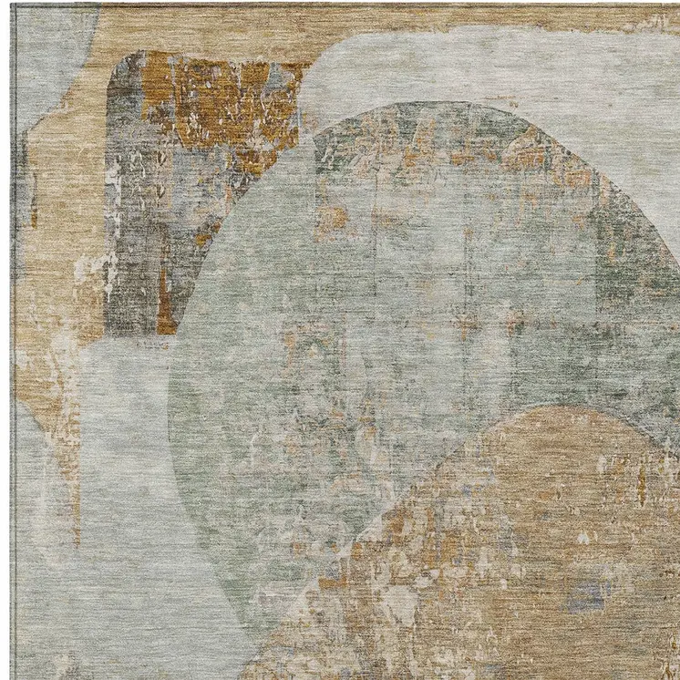 8' X 10' Gray And Rust Abstract Washable Indoor Outdoor Area Rug