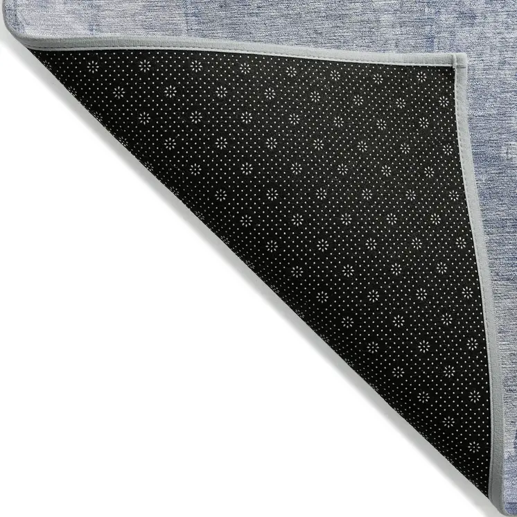 5' X 8' Sky Blue And Denim Blue Abstract Washable Indoor Outdoor Area Rug
