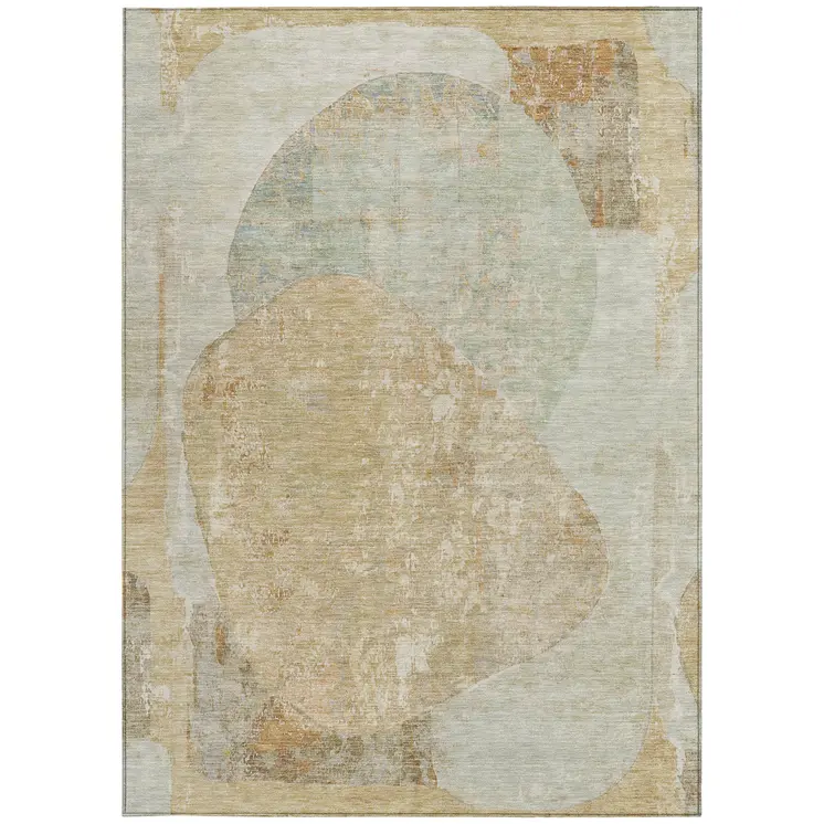 3' X 5' Taupe And Beige Abstract Washable Indoor Outdoor Area Rug