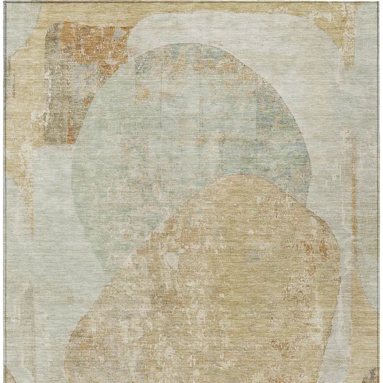 3' X 5' Taupe And Beige Abstract Washable Indoor Outdoor Area Rug