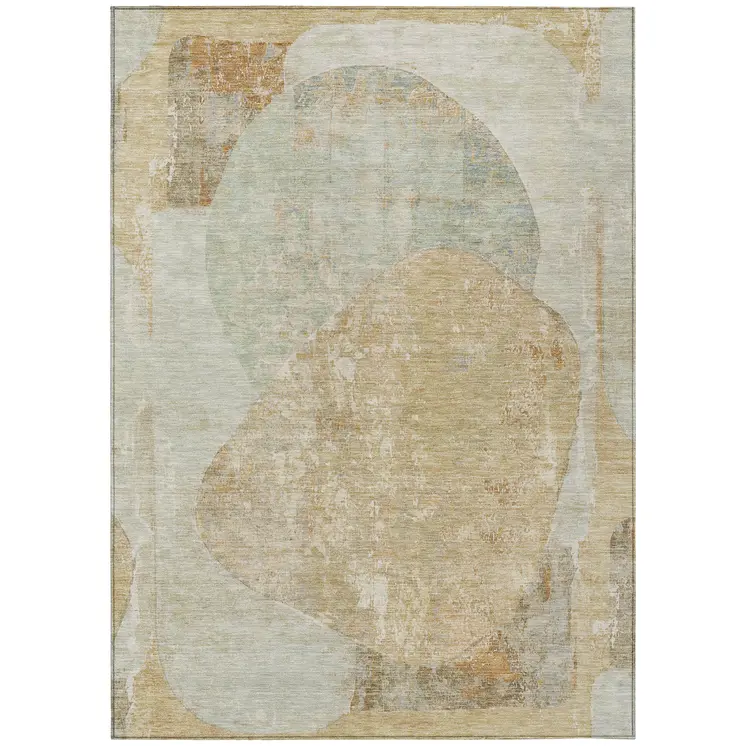 5' X 8' Taupe And Beige Abstract Washable Indoor Outdoor Area Rug