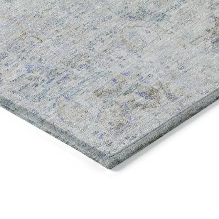 8' X 10' Beige And Blue Medallion Washable Indoor Outdoor Area Rug