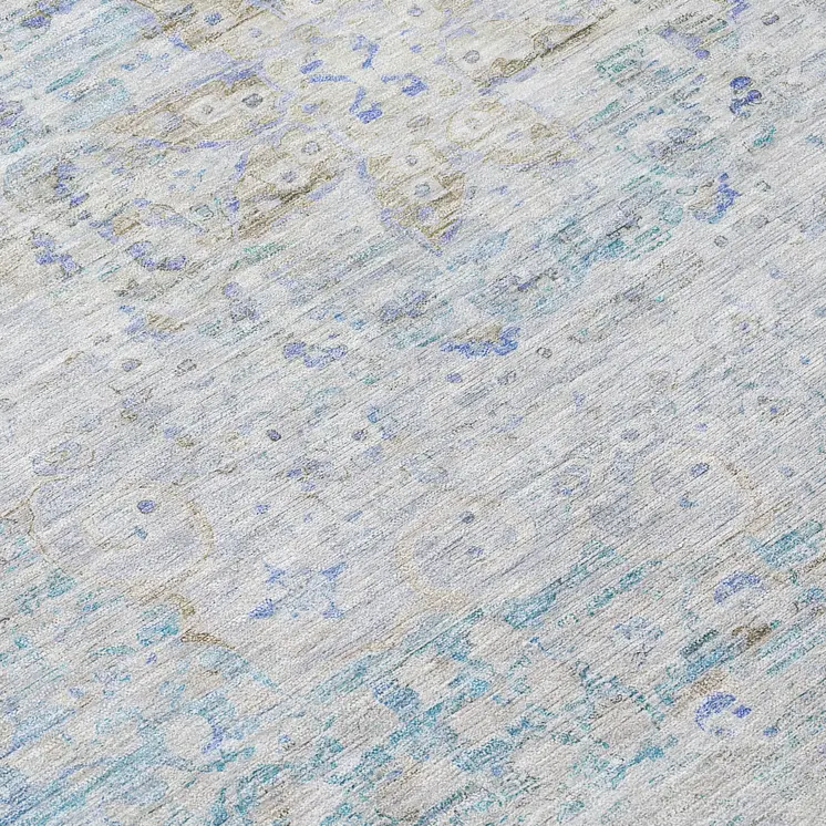 8' X 10' Beige And Blue Medallion Washable Indoor Outdoor Area Rug