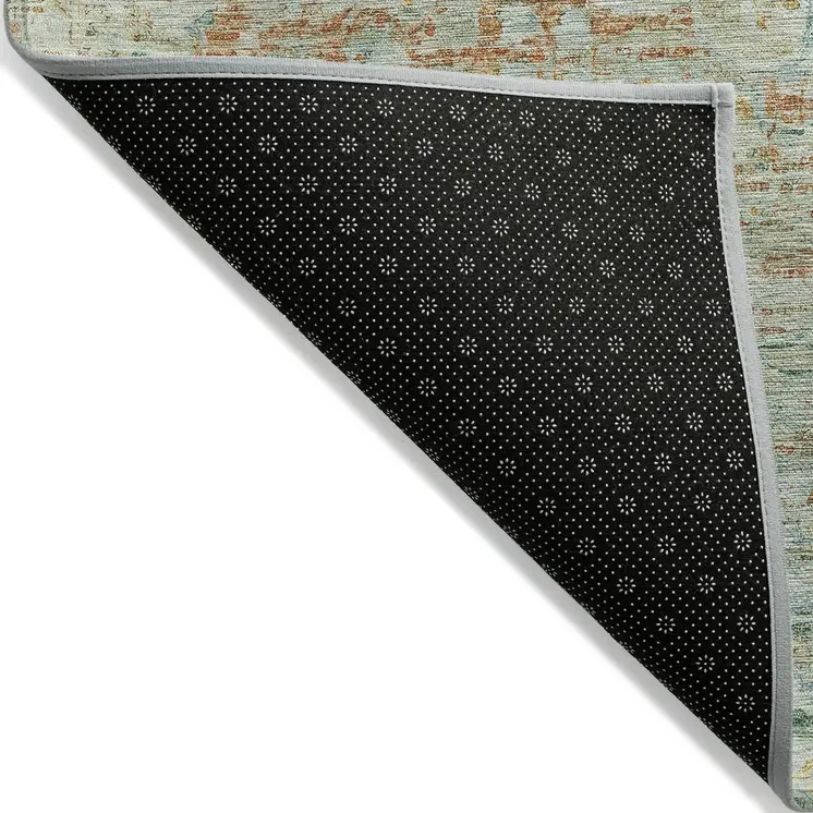 8' X 10' Sage And Copper Medallion Washable Indoor Outdoor Area Rug