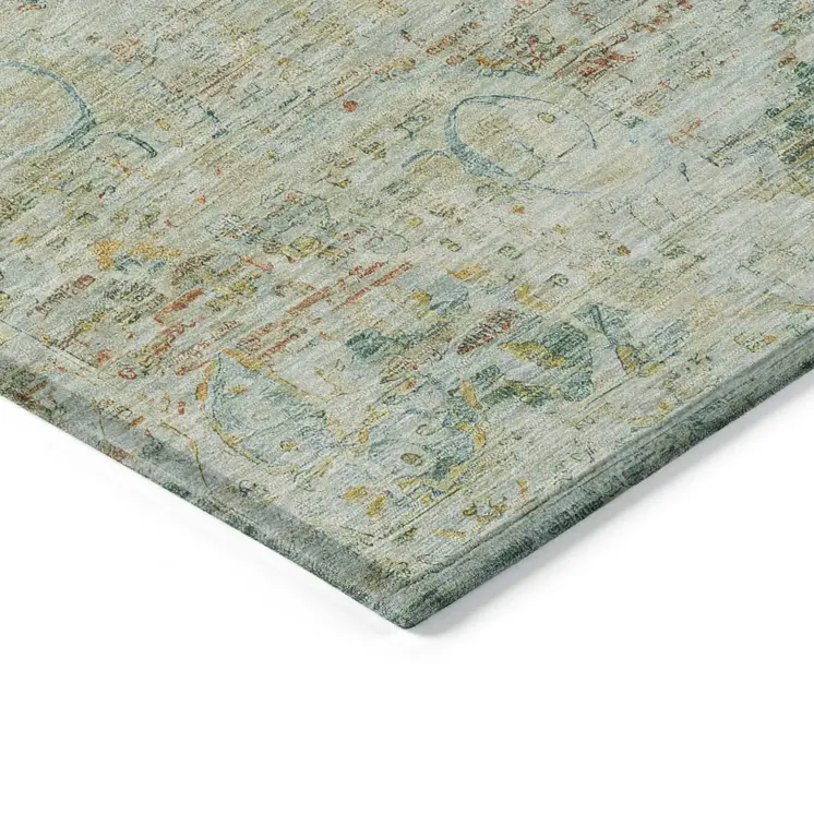 8' X 10' Sage And Copper Medallion Washable Indoor Outdoor Area Rug
