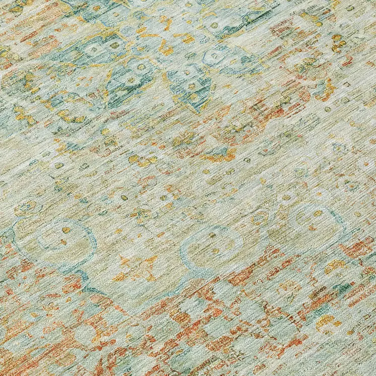 8' X 10' Sage And Copper Medallion Washable Indoor Outdoor Area Rug