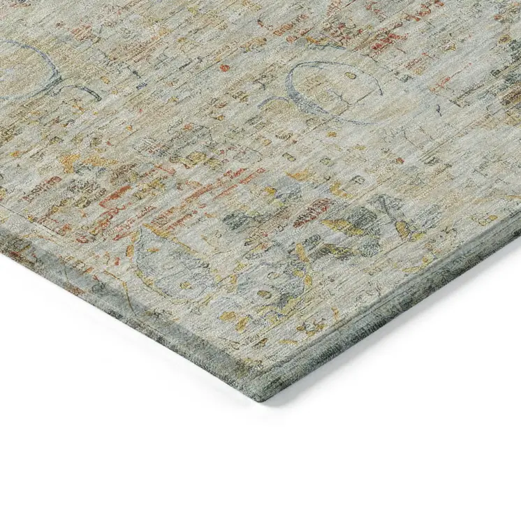 3' X 5' Tan And Beige Medallion Washable Indoor Outdoor Area Rug