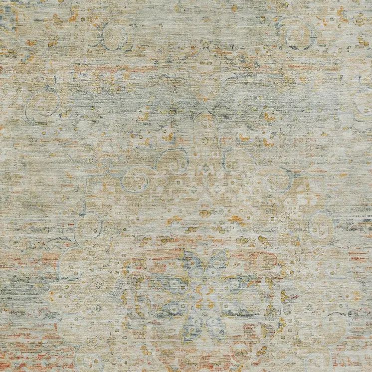 10' X 14' Tan And Beige Medallion Washable Indoor Outdoor Area Rug
