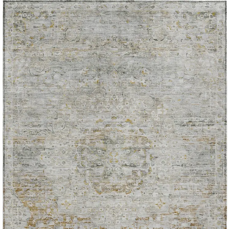 5' X 8' Taupe And Beige Medallion Washable Indoor Outdoor Area Rug