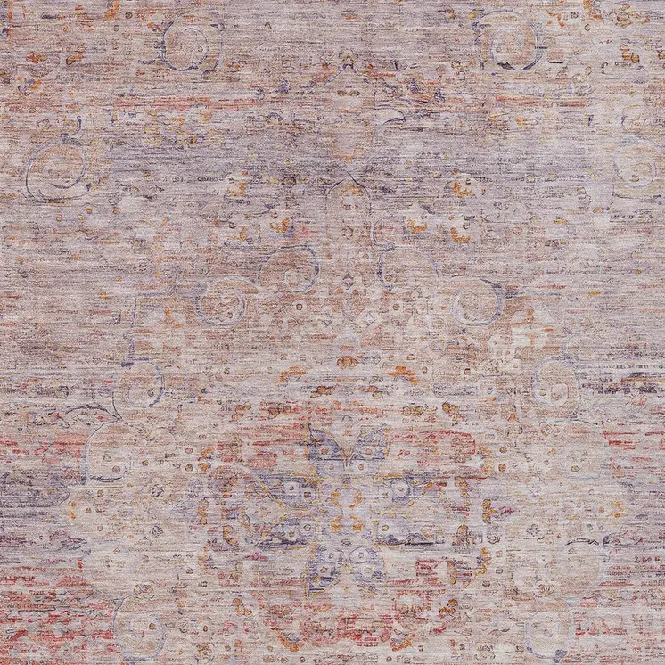 5' X 8' Terra Cotta And Beige Medallion Washable Indoor Outdoor Area Rug