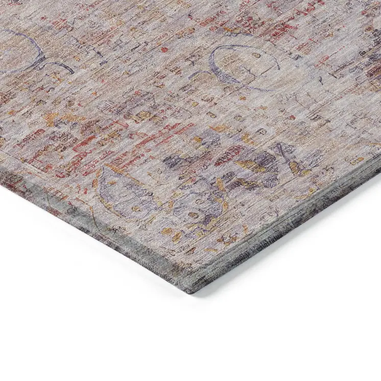 8' X 10' Terra Cotta And Beige Medallion Washable Indoor Outdoor Area Rug