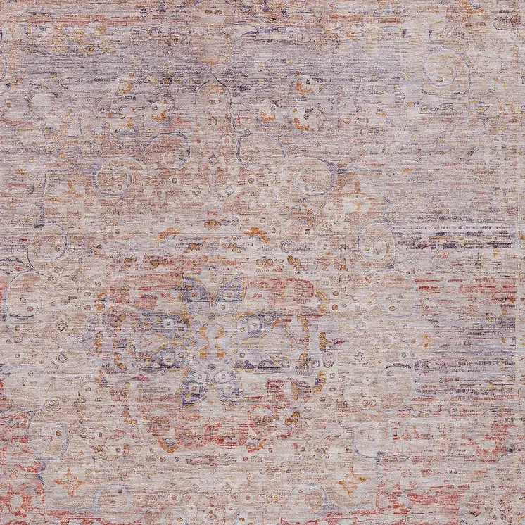 8' X 10' Terra Cotta And Beige Medallion Washable Indoor Outdoor Area Rug