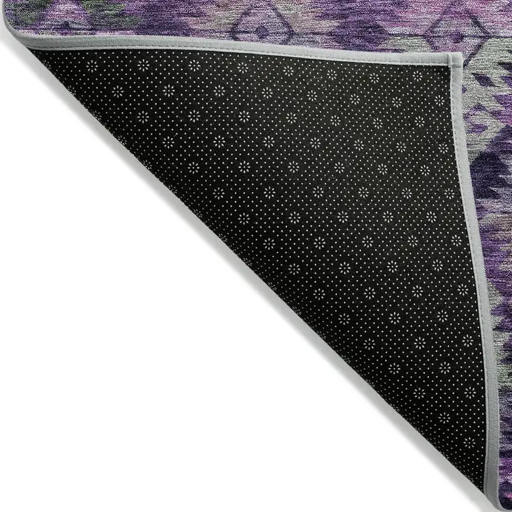 5' X 8' Eggplant Plum And Lavender Aztec Washable Indoor Outdoor Area Rug