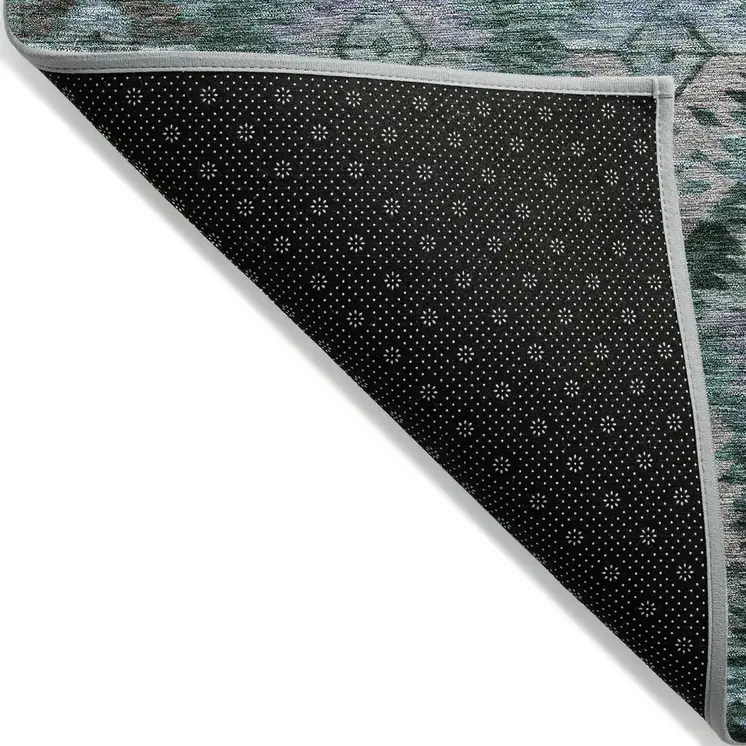 8' X 10' Emerald Green And Gray Aztec Washable Indoor Outdoor Area Rug