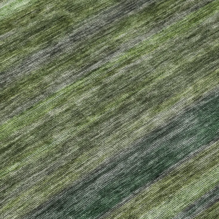 8' Artichoke Green And Gray Round Striped Washable Indoor Outdoor Area Rug