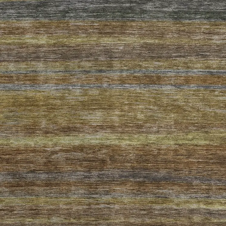 3' X 5' Brown And Gray Striped Washable Indoor Outdoor Area Rug