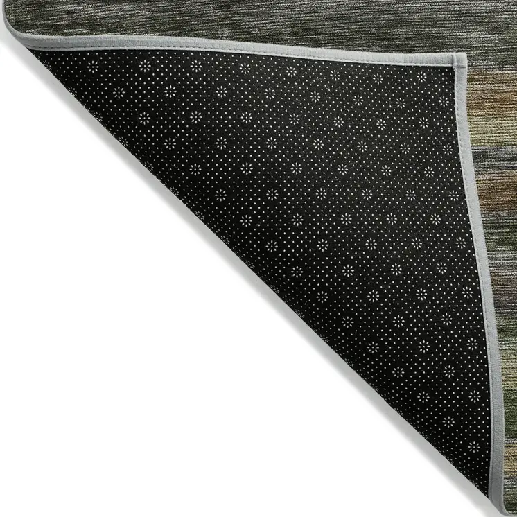 5' X 8' Brown And Gray Striped Washable Indoor Outdoor Area Rug