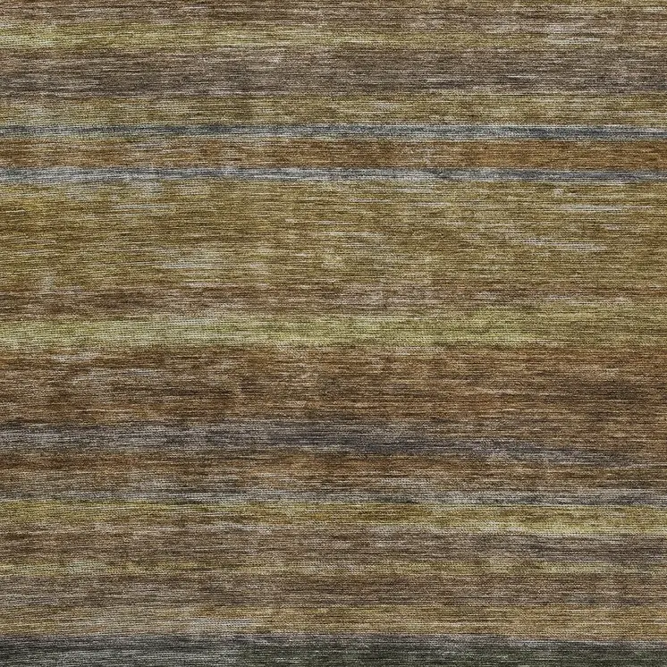 5' X 8' Brown And Gray Striped Washable Indoor Outdoor Area Rug