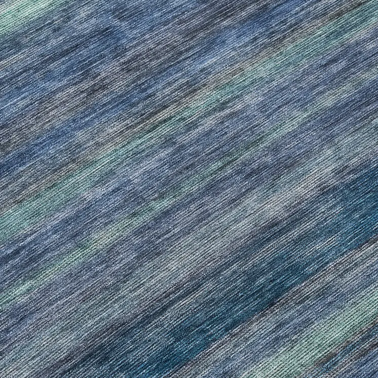 8' Blue And Gray Round Striped Washable Indoor Outdoor Area Rug