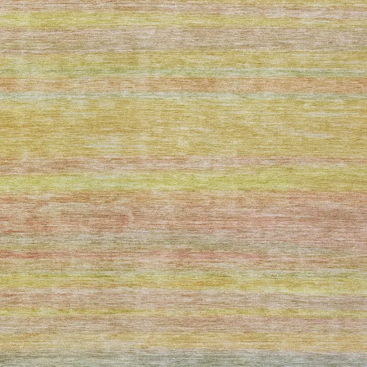8' X 10' Gold And Blush Striped Washable Indoor Outdoor Area Rug