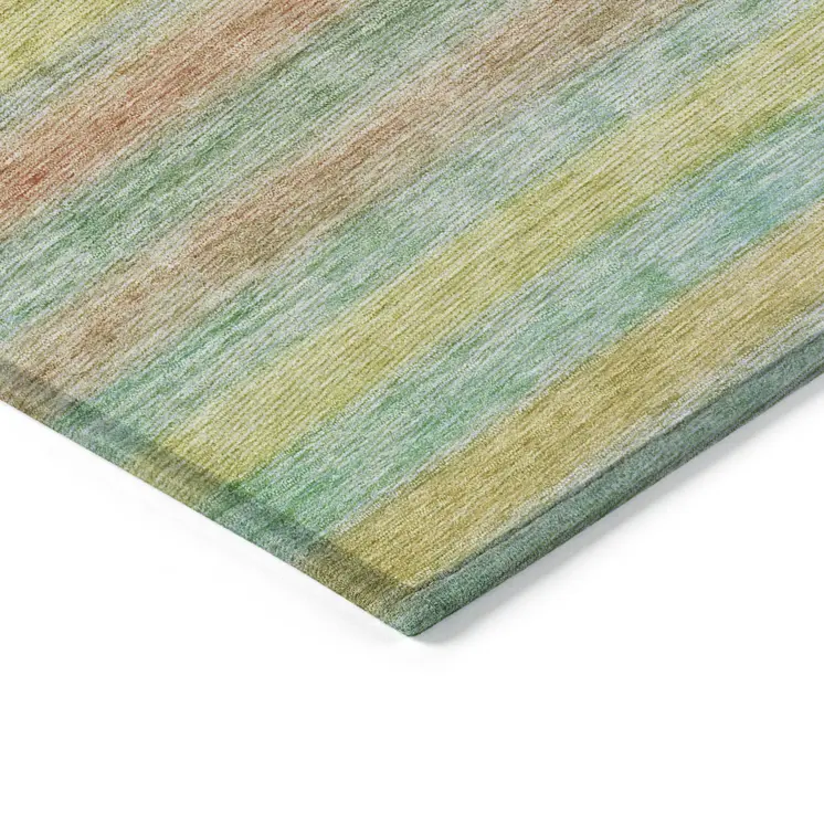 10' X 14' Gold And Blush Striped Washable Indoor Outdoor Area Rug