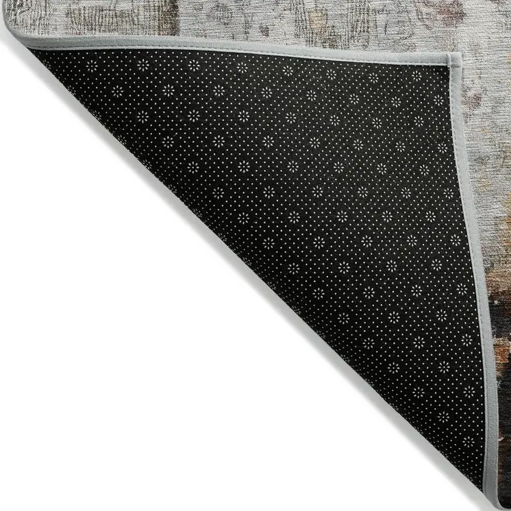 8' X 10' Gray Rust And Ivory Abstract Washable Indoor Outdoor Area Rug