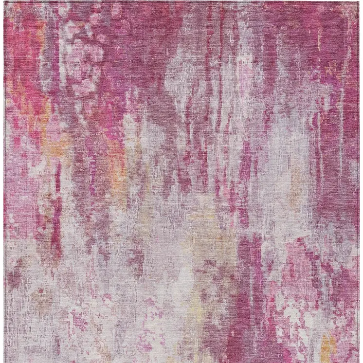 3' X 5' Pink Ivory And Lavender Abstract Washable Indoor Outdoor Area Rug