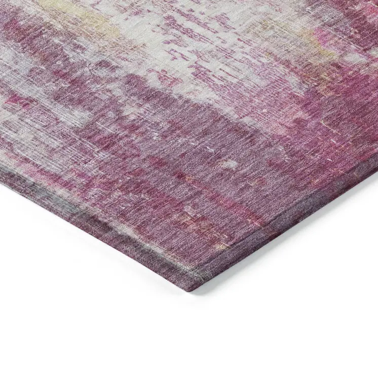3' X 5' Pink Ivory And Lavender Abstract Washable Indoor Outdoor Area Rug