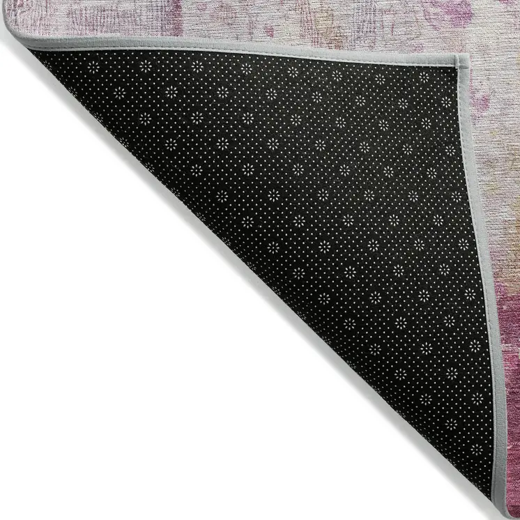 10' X 14' Pink Ivory And Lavender Abstract Washable Indoor Outdoor Area Rug