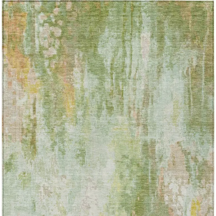 3' X 5' Sage Wheat And Ivory Abstract Washable Indoor Outdoor Area Rug
