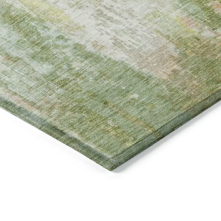 10' X 14' Sage Wheat And Ivory Abstract Washable Indoor Outdoor Area Rug