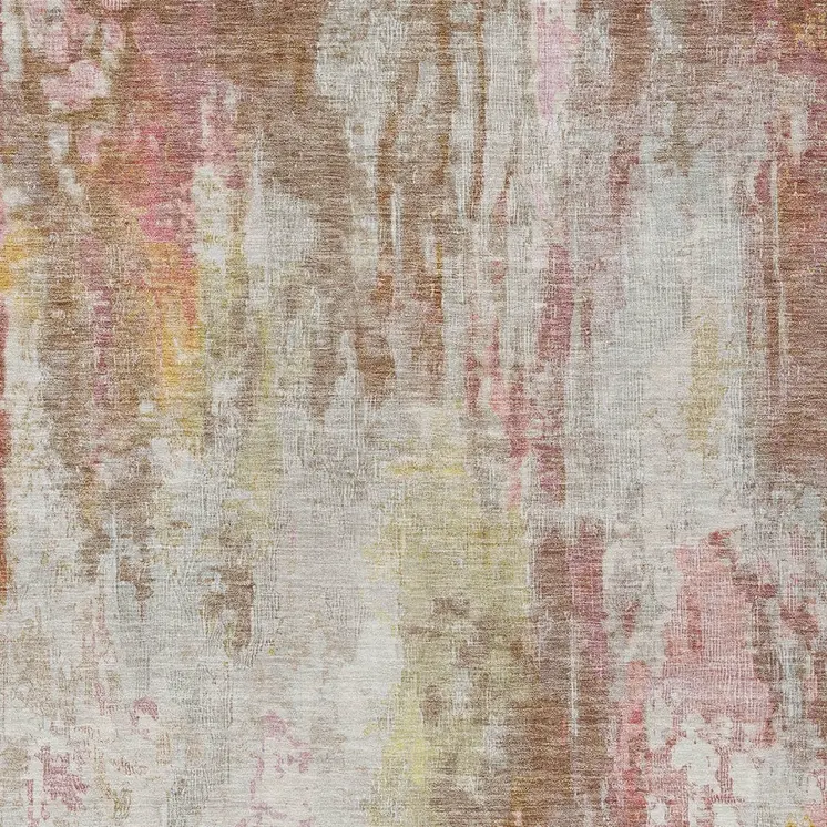 8' X 10' Tan Mauve And Ivory Abstract Washable Indoor Outdoor Area Rug