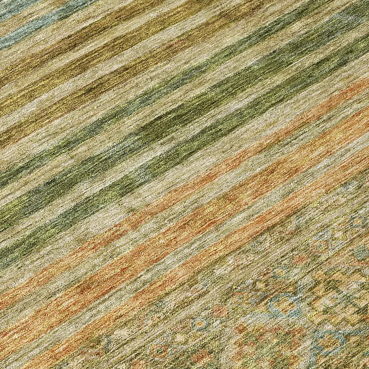 8' Artichoke Green Copper And Beige Round Medallion Washable Indoor Outdoor Area Rug