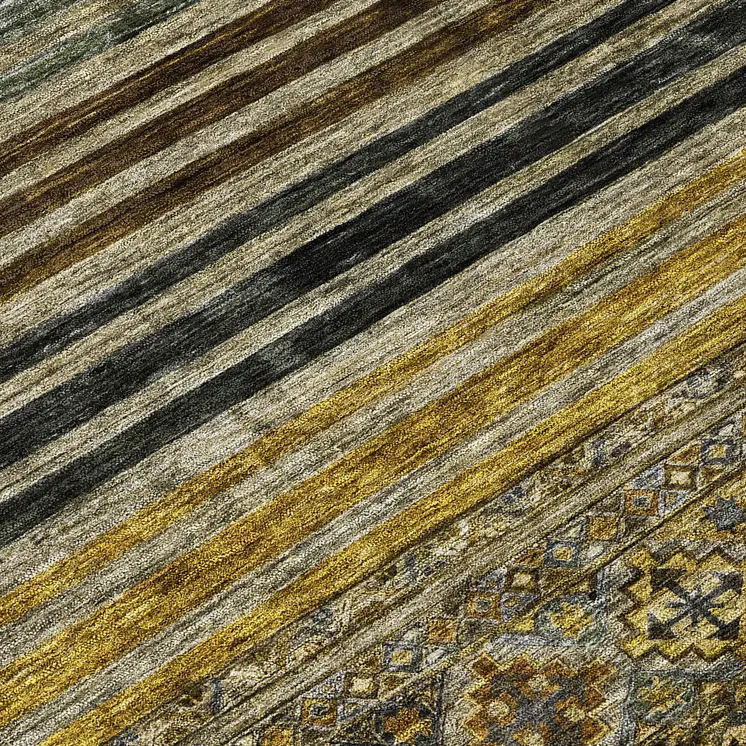 8' Gray Gold And Brown Round Medallion Washable Indoor Outdoor Area Rug