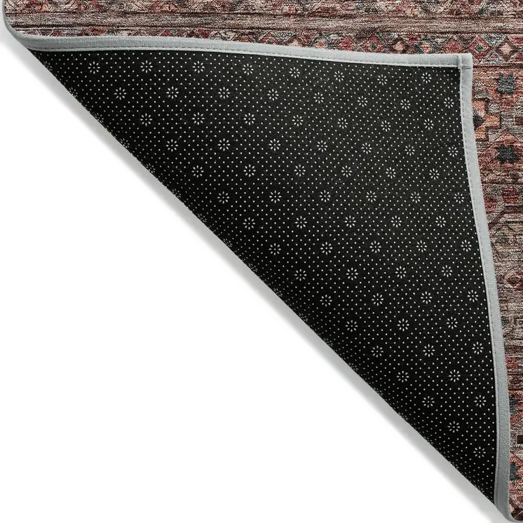 5' X 8' Rust Gray And Salmon Medallion Washable Indoor Outdoor Area Rug