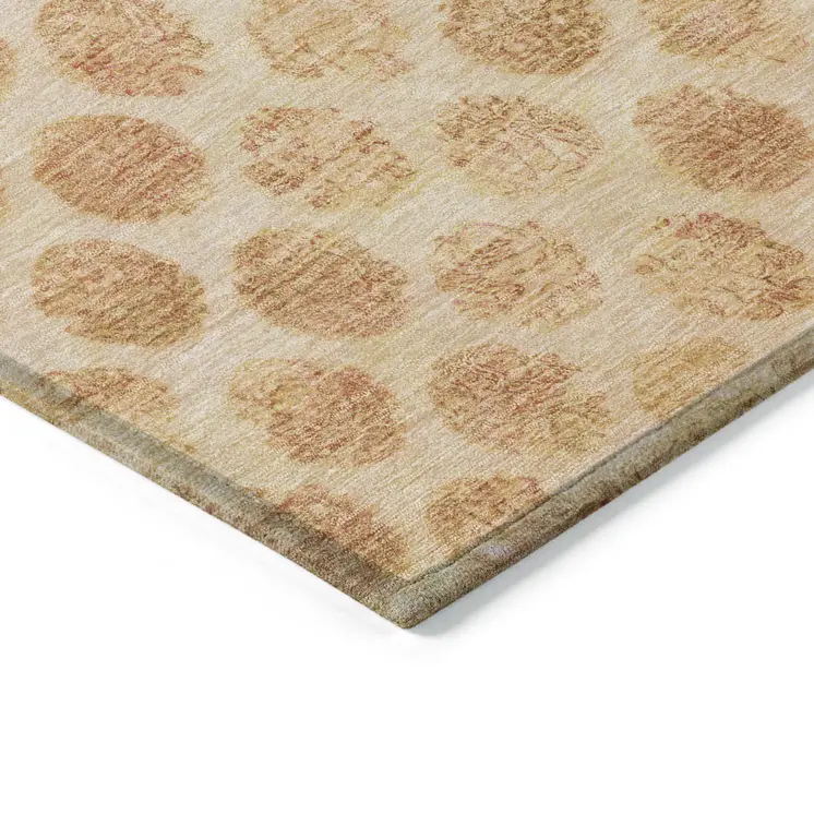 3' X 5' Peach And Rust Polka Dot Washable Indoor Outdoor Area Rug