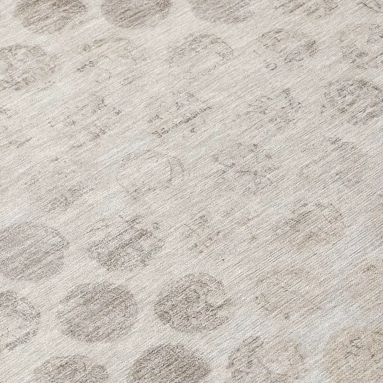 8' Taupe And Beige Round Polka Dot Washable Indoor Outdoor Area Rug