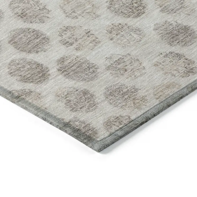 9' X 12' Taupe And Beige Polka Dot Washable Indoor Outdoor Area Rug