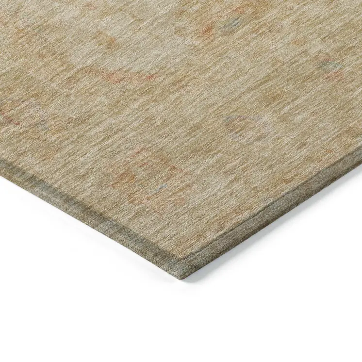 5' X 8' Beige And Rust Floral Medallion Washable Indoor Outdoor Area Rug