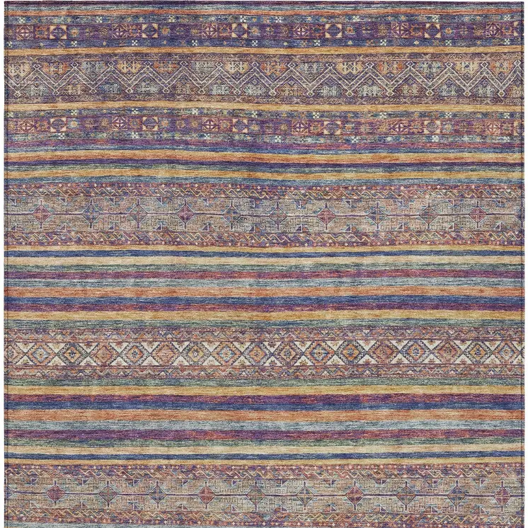 10' X 14' Blue Copper And Beige Southwestern Washable Indoor Outdoor Area Rug
