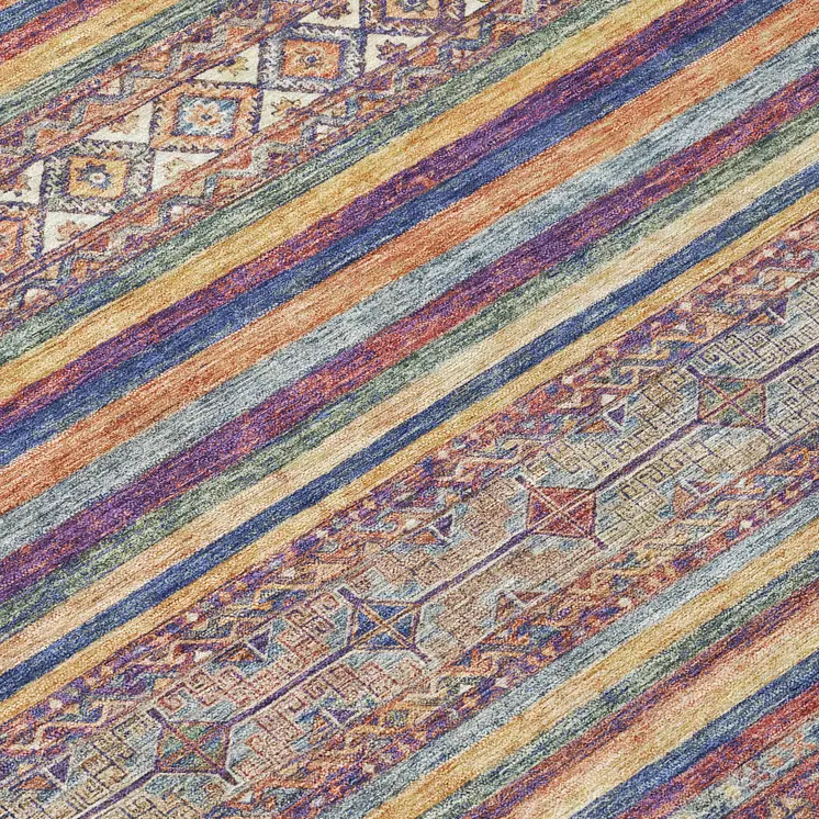 10' X 14' Blue Copper And Beige Southwestern Washable Indoor Outdoor Area Rug