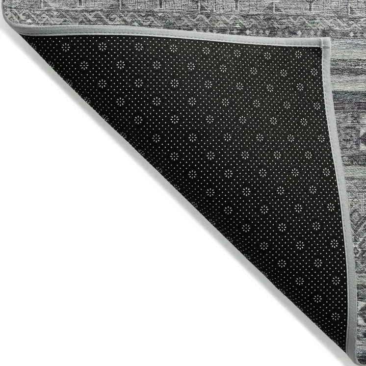 3' X 5' Gray Silver And Charcoal Southwestern Washable Indoor Outdoor Area Rug