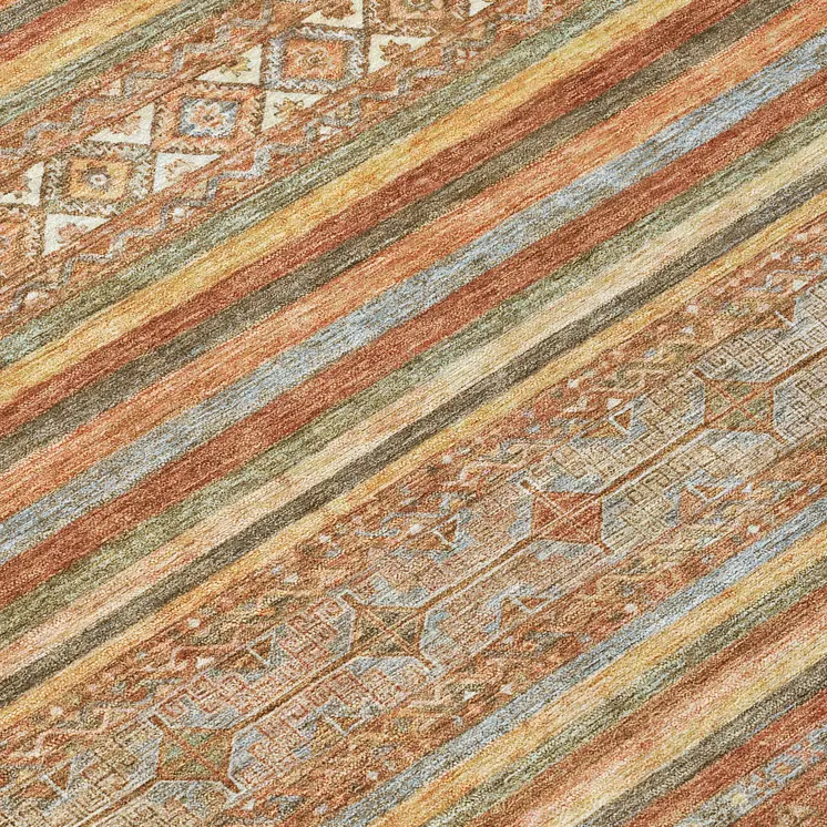 10' X 14' Terra Cotta Copper And Gray Southwestern Washable Indoor Outdoor Area Rug